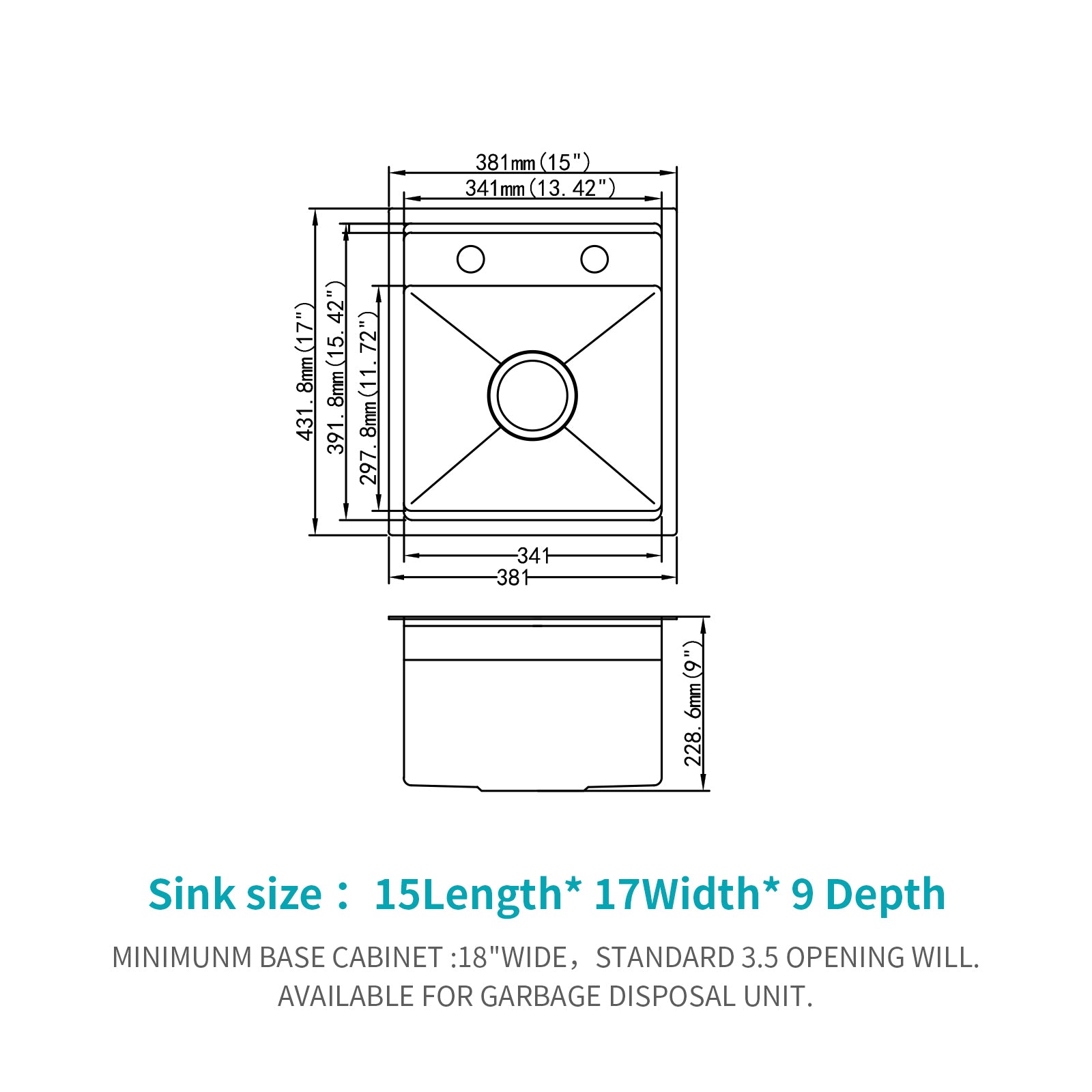 15" Undermount Bar Sink With Folding Faucet 15*17 Inch Single Bowl 16 Gauge Stainless Steel Kitchen Sinks Brushed Nickel Stainless Steel