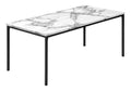 Table Set, 3Pcs Set, Coffee, End, Black Metal, White Marble Look Laminate, Contemporary, Modern White Particle Board