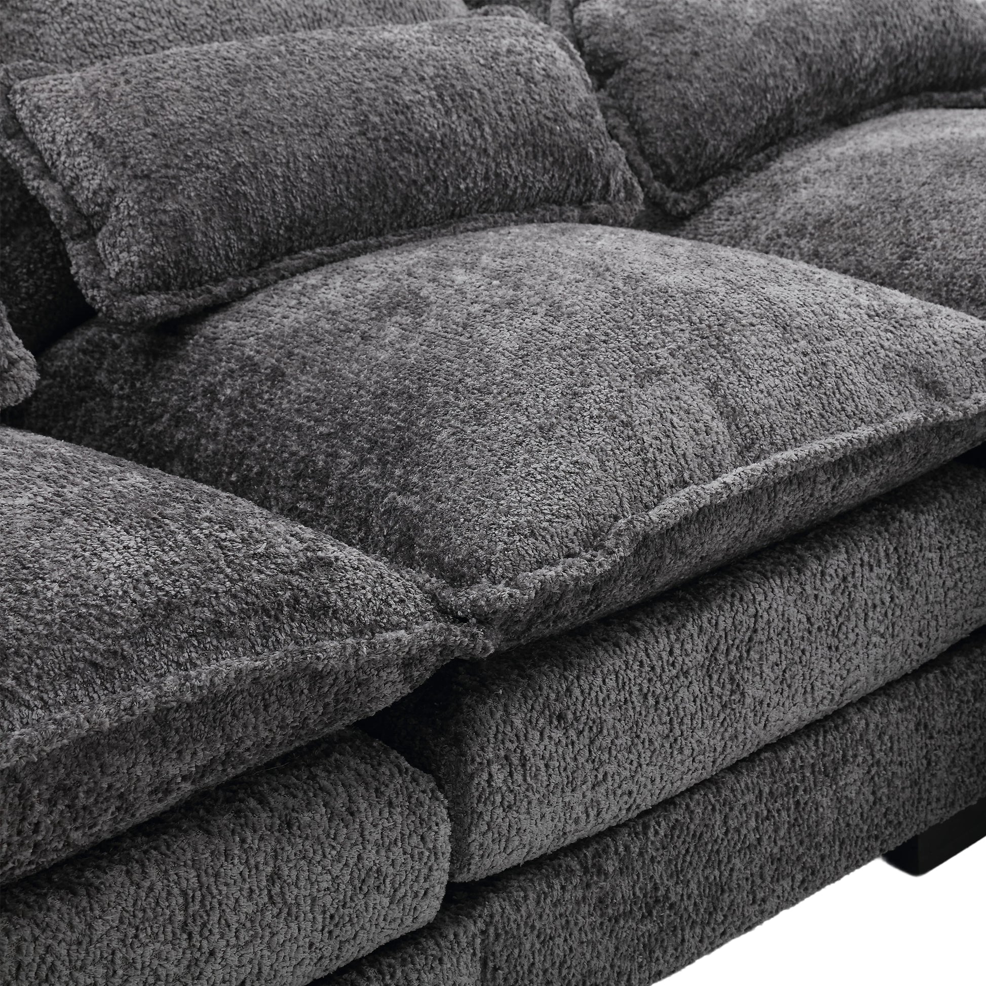 United We Win Modern Large Chenille Fabric U Shape Sectional Sofa,Strong Support For Up To 500 Pounds, Filled With High Quality High Density Sponge And High Quality Memory Foam Gray Chenille 4 Seat