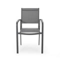 Outdoor Modern Aluminum Dining Chair With Mesh Seat Set Of 2 , Metal Gray And Dark Gray Gray Aluminium