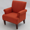 1Pc Traditional Accent Chair Rolled Arms Trim Soft Fabric Upholstered Furniture For Living Room Bedroom Office Orange 30