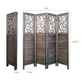 4 Panel Room Dividers, 6Ft Carved Wood Room Divider Partition Room Dividers Wall Wooden Carved Folding Privacy Screens Foldable Panel Wall Divider For Office Restaurant, Rustic Brown Rustic Brown Classic Wood