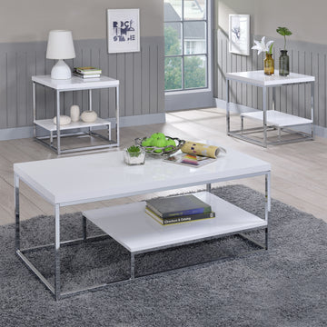 Lucia 3 Piece Table Set White White Iron