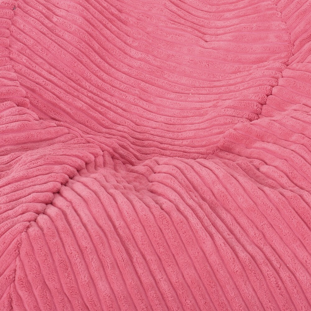Kenli Modern Corduroy Polyester 3 Ft. Bean Bag Chair,Pink Rose Pink Fabric