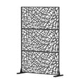 Metal Privacy Screens And Plastic Panels With Free Standing, Freestanding Outdoor Indoor Privacy Screen, Decorative Privacy Screen For Balcony Patio Garden, Room Divider, Mesh Shape Black Metal,Plastic