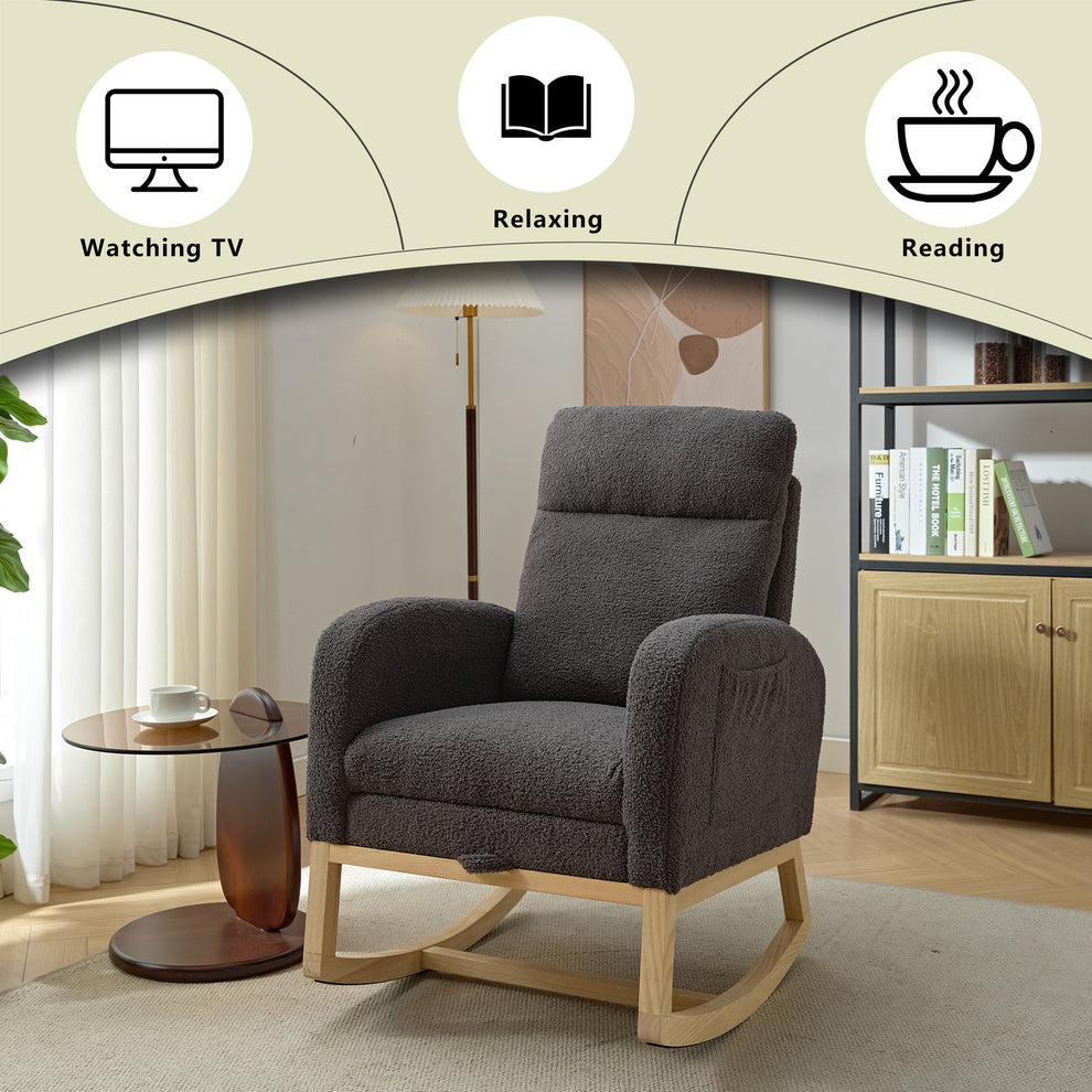 Accent Rocking Chair Small Modern Accent Rocking Chair Rocking Chair With Solid Wood Legs, Uphols