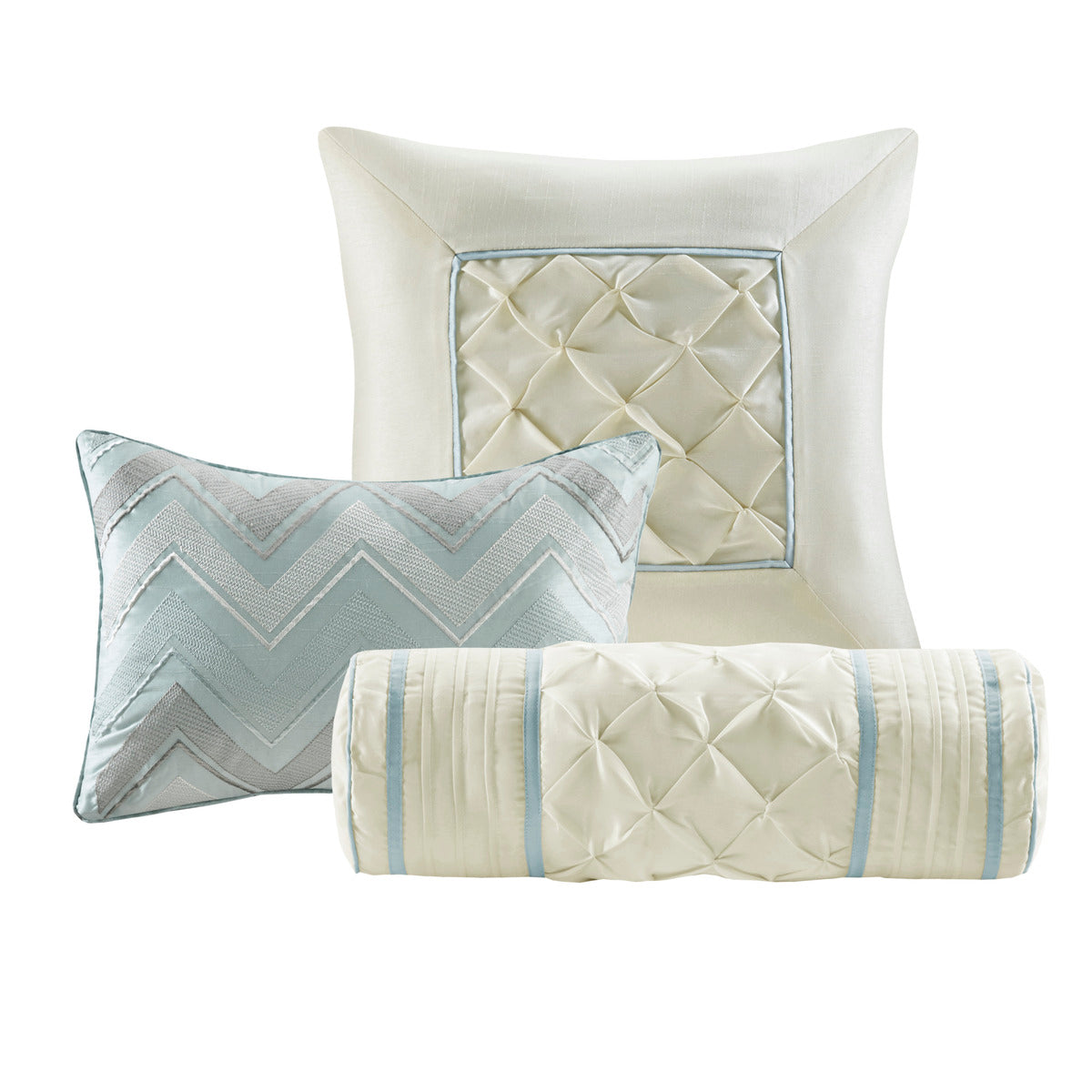 7 Piece Tufted Comforter Set Seafoam Queen Queen Seafoam Polyester