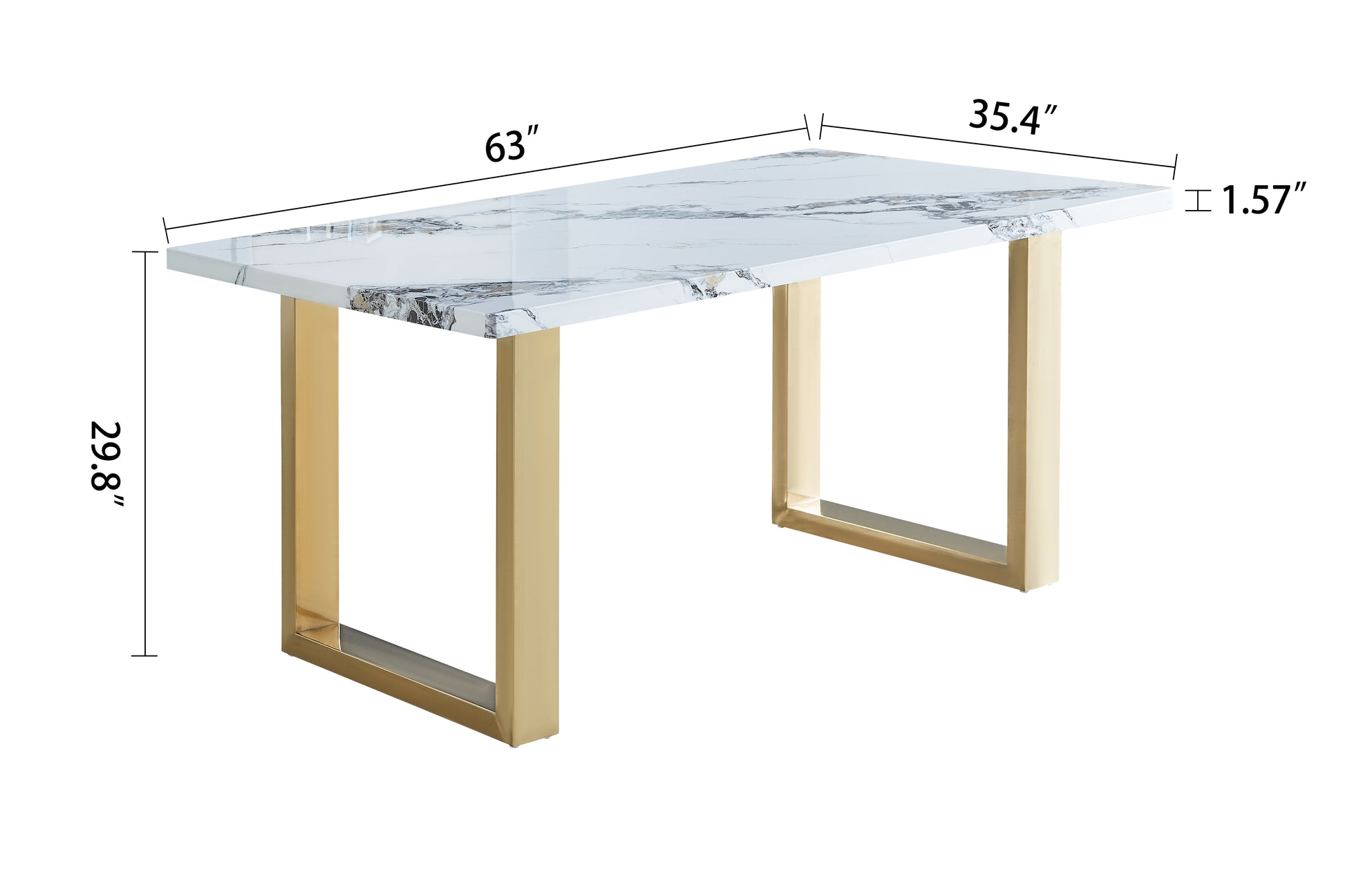 Luxurious Faux Marble Mdf Dinning Table For 6 Or 8, Rectangular 63"L*35.4"W*29.8"H, Thick And Solid Stainless Steel Legs Modern, Sturdy And Du Rable, Easy To Assemble For Kitchen Living Room Meeting White Gray Seats 6 Ergonomic Kitchen