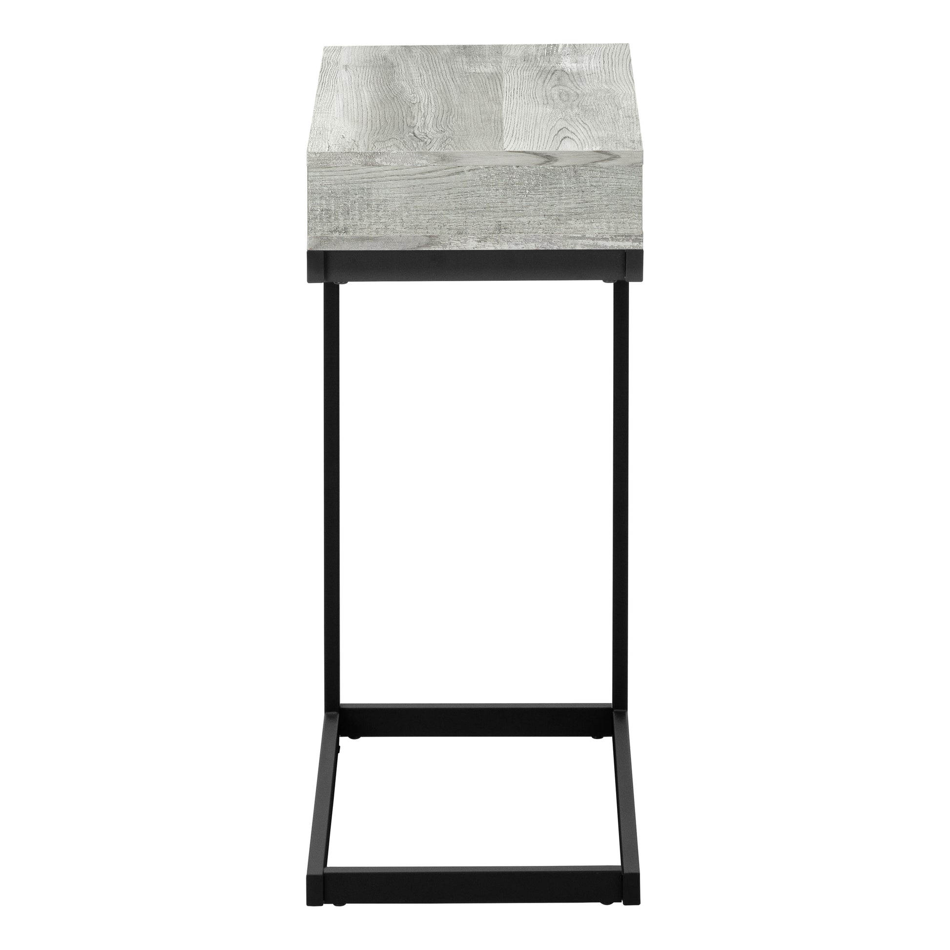 Accent Table, C Shaped, End, Side, Snack, Storage Drawer, Living Room, Bedroom, Grey Laminate, Black Metal, Contemporary, Modern Grey Particle Board