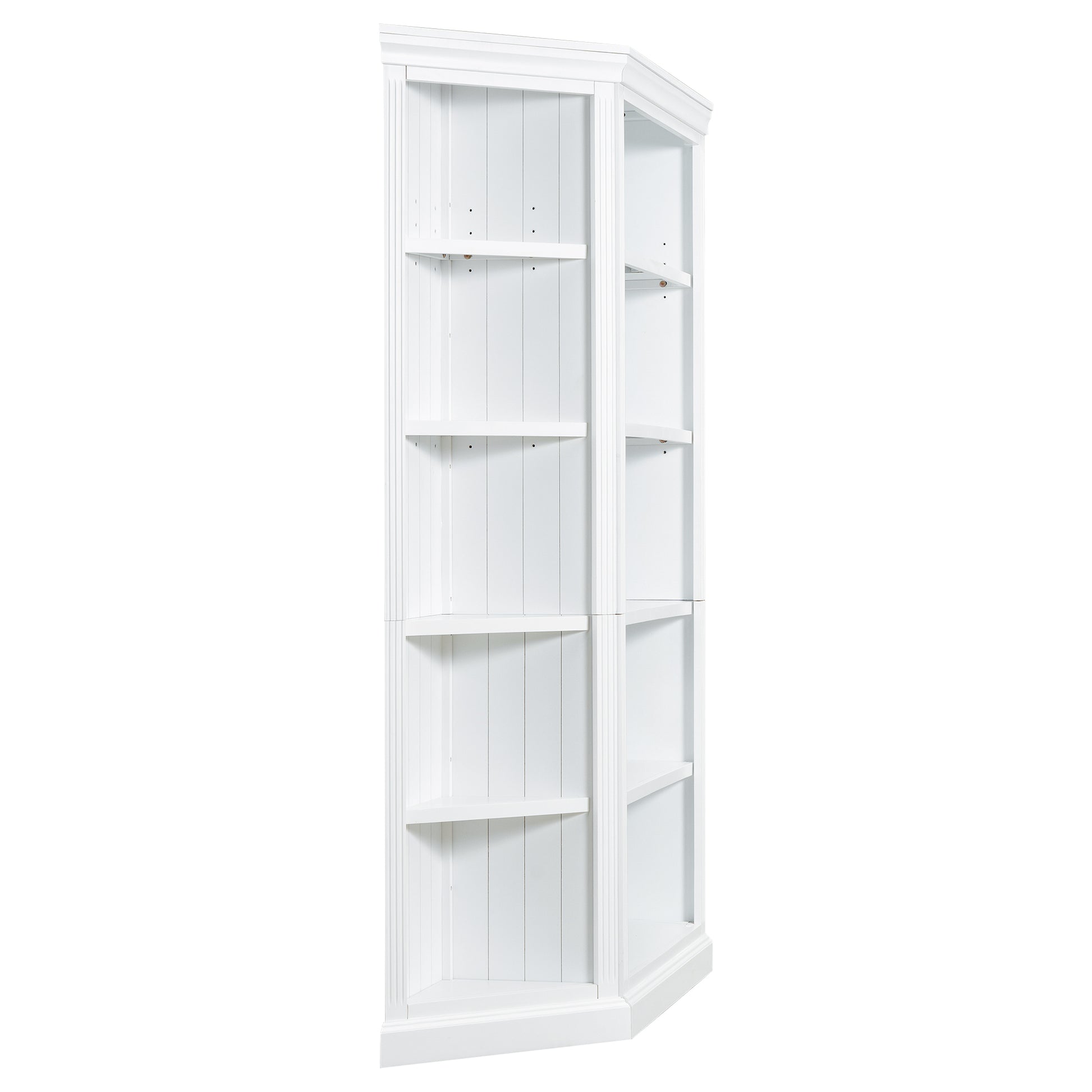 83.4" Tall Wood Bookcase With Two Corner Shelf Suite,5 Tier Home Decor Bookshelves Suite With Adjustable Storage Shelves,Free Standing Storage Shelves Suite For Living Room,Home Office,White White