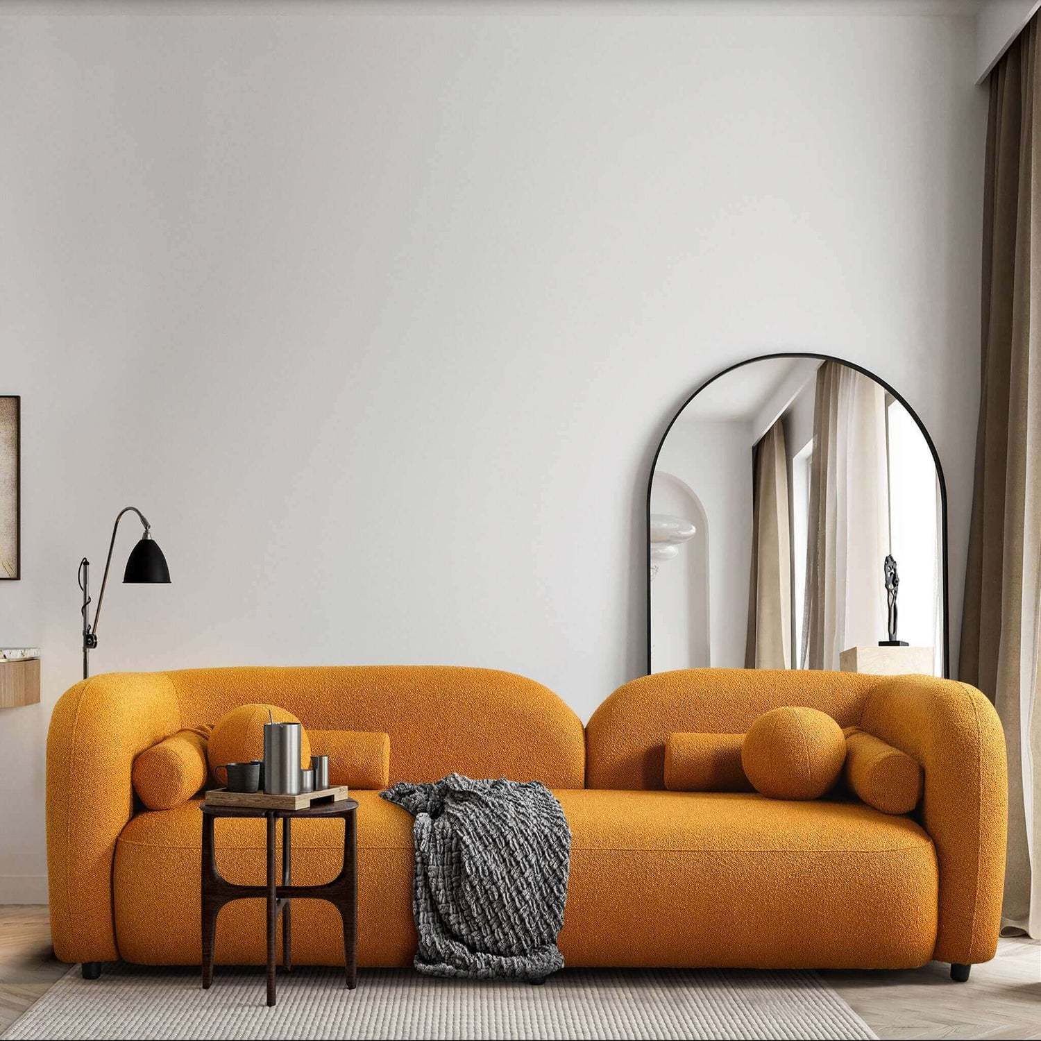 Donna Japandi Style Boucle Sofa yellow-fabric