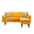 Ranon 70 Inch Sectional Chaise Sofa, Pillows, Usb Ports, Pockets, Yellow Yellow Wood Fabric 3 Seat