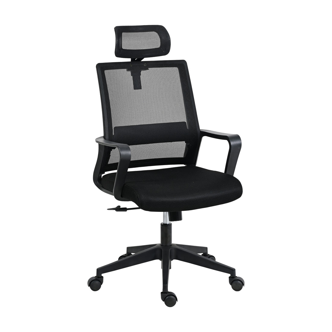 Techni Mobili Ergonomic Office Chair With Lumbar Support And Adjustable Headrest Black Office Spot Clean Modern Office Chairs Adjustable Height Fabric Plastic