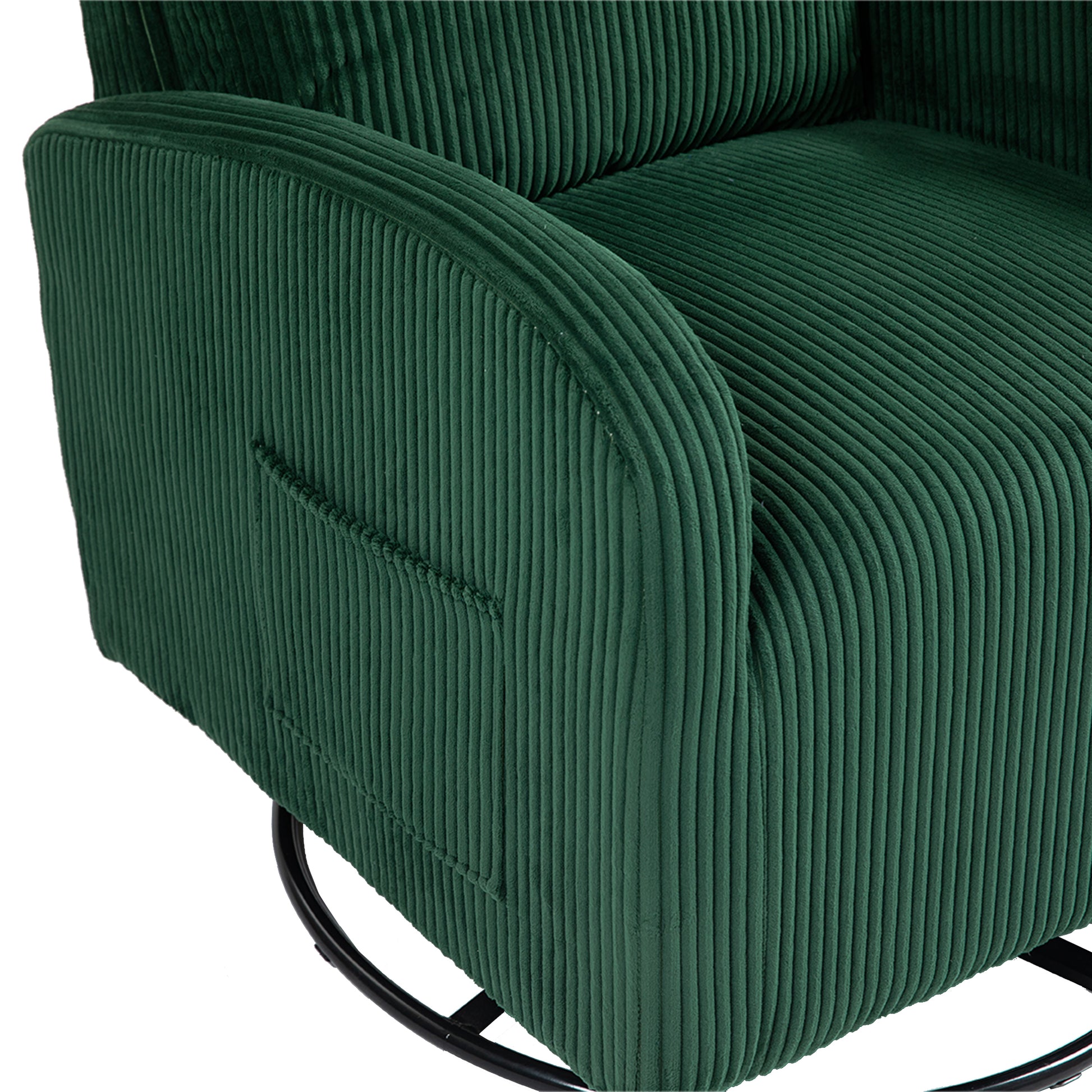 Jiada Upholstered Swivel Glider.Flannel Fabric.Rocking Chair For Nursery In Dark Green.Modern Style One Left Bag Dark Green Primary Living Space Foam Fabric Metal