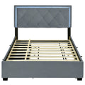 Full Size Velvet Storage Platform Bed, With 2 Big Drawers, T Size Trundle And Led Light, Gray Gray Velvet