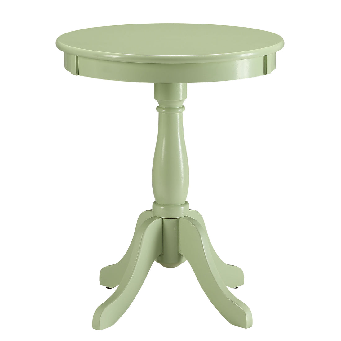 Light Green Side Table With Turned Pedestal Light Green Primary Living Space Traditional Round Wood