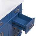 36 Inch Bathroom Vanity With Resin Sink, Modern Bathroom Cabinet In Blue, Featuring Two Soft Close Doors And Four Drawers Blue Bathroom Solid Wood Mdf Resin