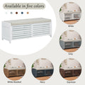 Distressed Shutter Storage Bench With Acacia Veneer For Retro Charm For Living Room, Entryway White White Mdf