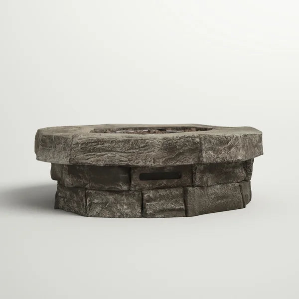 12" H X 37" W Outdoor Fire Pit Table Grey Garden & Outdoor Modern Stone Concrete