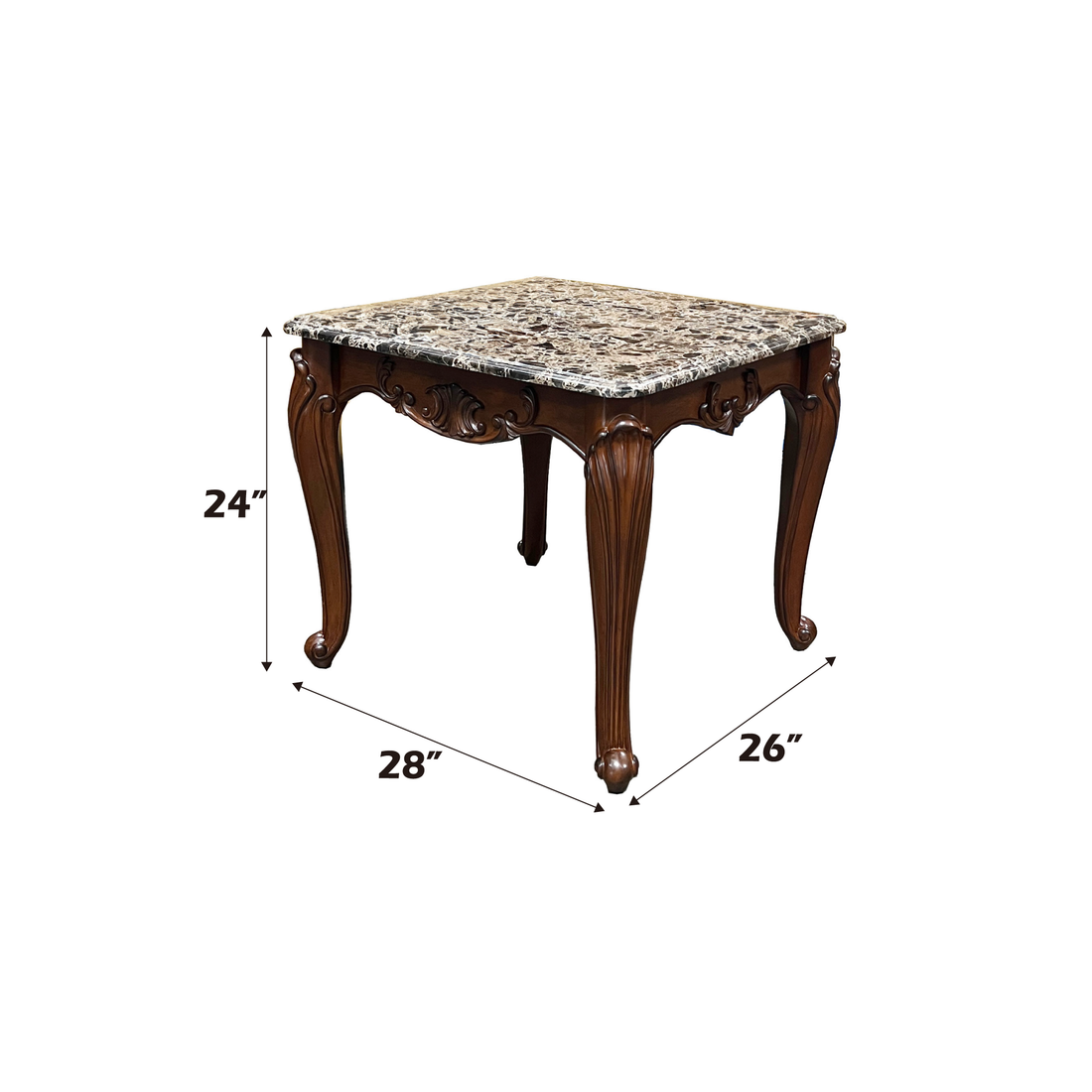 Nayla End Table, Natural Marble & Cherry Finish Lv02005 Cherry Plywood