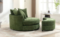 Orisfur. 360 Swivel Accent Barrel Chair With Storage Ottoman & 4 Pillows, Modern Chenille Leisure Chair Round Accent For Living Room, Green Green Foam Chenille