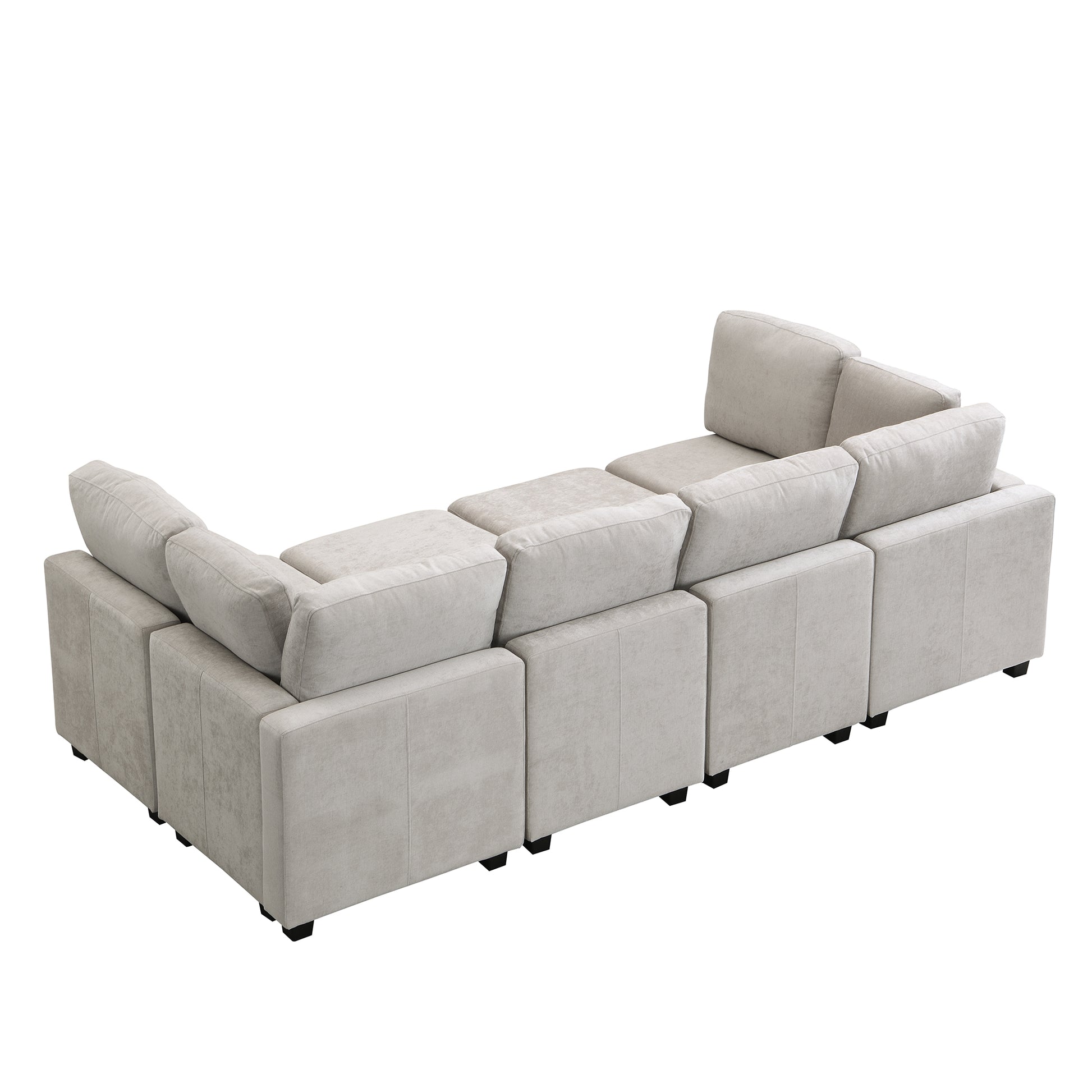 103" Sectional Sofa Couch Sofa Bed U Shaped Sofa With Two Movable Ottoman And Three Usb Ports For Living Room, Grey Grey Foam Chenille 6 Seat