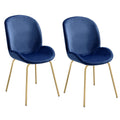 Blue And Gold Solid Back Side Chairs Set Of 2 Blue Gold Dining Room Set Of 2 Velvet