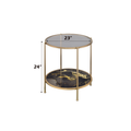 Fiorella End Table, Glass, Black Marble Paint & Gold Finish Lv02223 Gold Metal