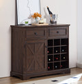 Farmhouse Liquor Cabinet Bar Cabinet With 2 Drawers, Wine Bar Cabinet With Removable Wine Racks Storage Shelves, Cupboard For Kitchen, Dining Room, Espresso L39.37''*W15.7