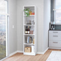 Sutton Slim Bookcase With Modern 5 Shelf Design White Particle Board Engineered Wood