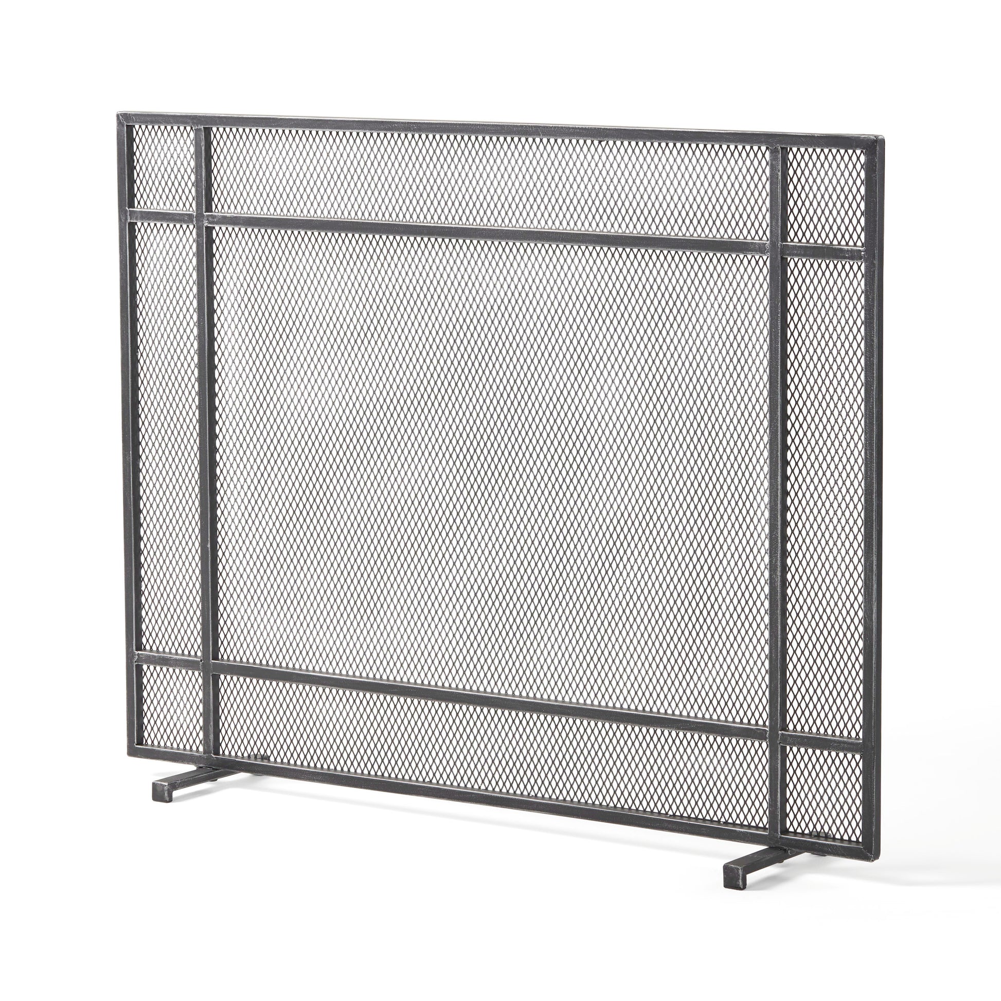 Fire Screen Black Silver Iron