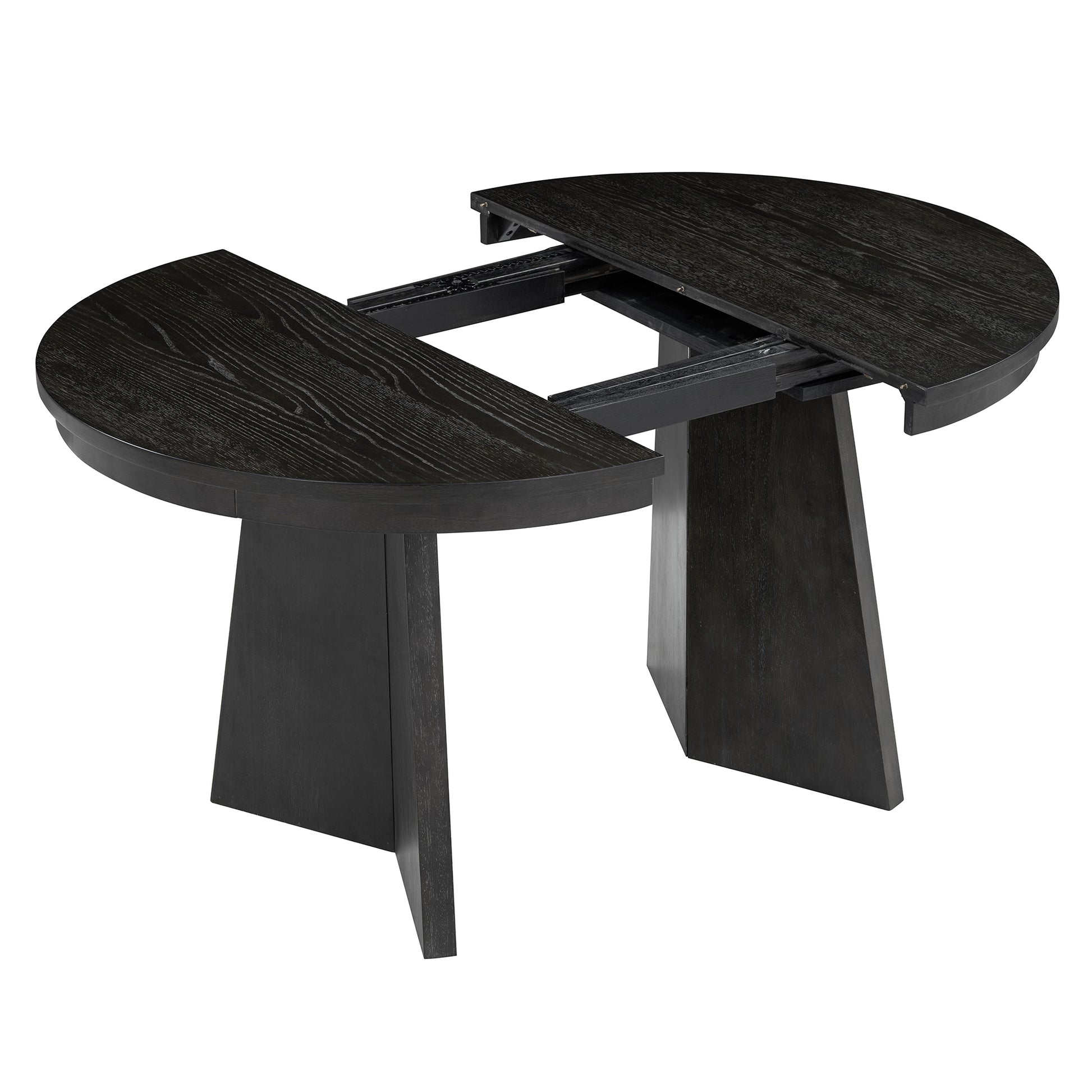 Retro Extendable Dining Table With A 16 Inch Middle Leaf For Dining Room And Kitchen Espresso Espresso Solid Wood Mdf