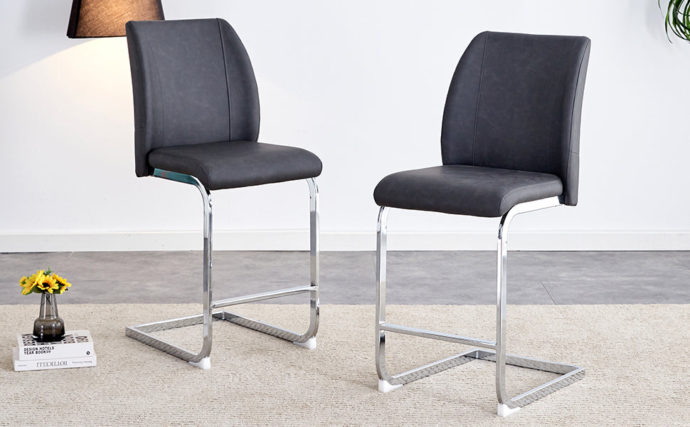 A Set Of Two Chairs With Silver Plated Metal Legs. Small Size, Suitable For Select Groups, Suitable For Dining Room, Kitchen, Terrace And Guest Office Chairs Set Of 2 Silver Metal