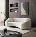 Minimalist Curved Sofa, 3 Seater, Chenille Velvet Fabric Upholstered Sofa, Tight Curved Back Velvet Cloud Couch For Living Room Apartment Office, White White Chenille Wood Primary Living Space Medium Soft Tight Back Modern Eucalyptus Recessed Arms Foam