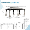 Gazebo 10X20Ft, Outdoor Gazebo With Double Roofs, Privacy Curtains, Mosquito Nettings, Heavy Duty Metal Frame Party Tent Canopy For Patio, Backyard, Deck, Lawn, Grey Gray Garden & Outdoor Uv Resistant Steel