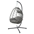 Egg Chair With Stand Indoor Outdoor Swing Chair Patio Wicker Hanging Egg Chair Hanging Basket Chair With Stand For Bedroom Living Room Balcony Gray Steel