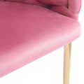 Set Of 2 Luxury Handmade Accent Chair With Gold Legs, Modern Velvet Armchair For Living Room And Bedroom Pink Foam Velvet