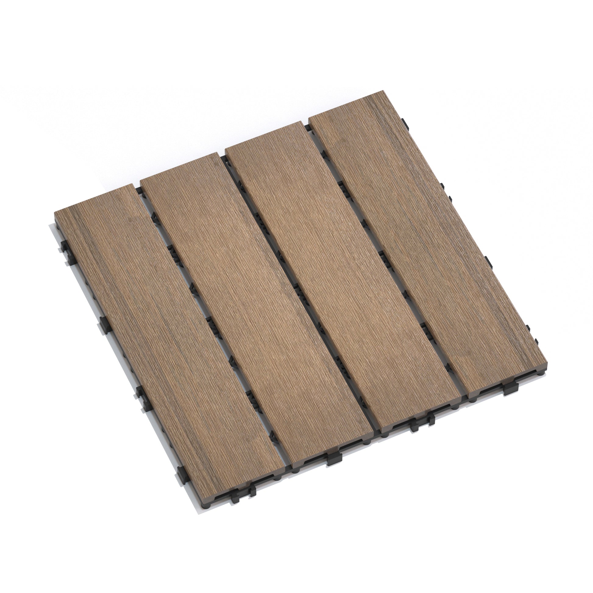 Patio Floor Tiles Pack Of 11 Wpc Wood Plastic Composite Patio Deck Tiles Diy Interlocking Decking Tiles, Quick Deck Floor Tile, Court Tile, Water Resistant Indoor Outdoor 11.8" Oak Oak Plastic