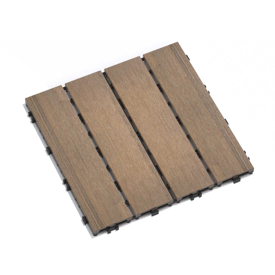 Patio Floor Tiles Pack Of 22 Wpc Wood Plastic Composite Patio Deck Tiles Diy Interlocking Decking Tiles, Quick Deck Floor Tile, Court Tile, Water Resistant Indoor Outdoor 11.8" Oak Oak Plastic