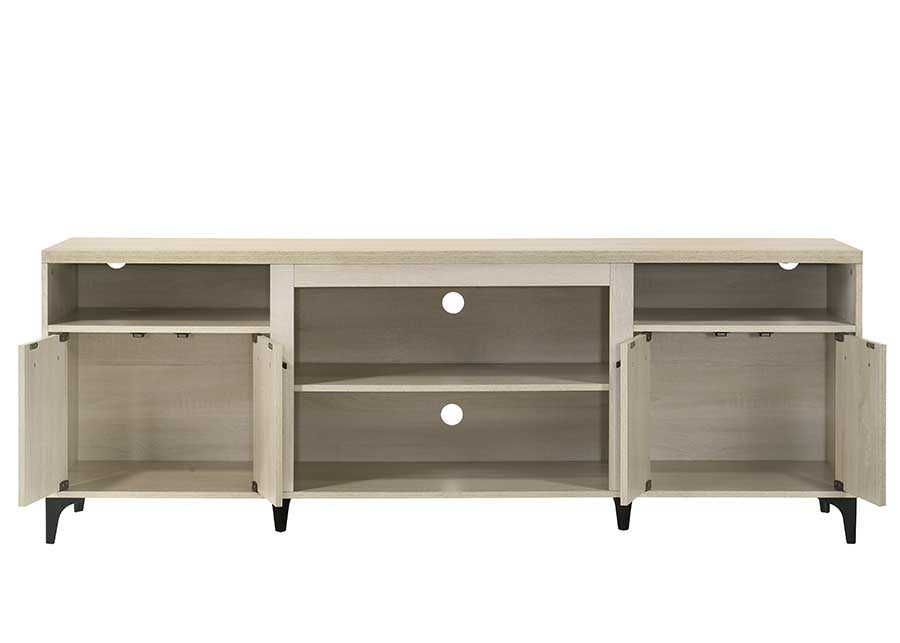 Evander 70"W Oak Finish 4 Door Tv Stand Oak 60 69 Inches Wood