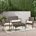 Cancun 4Pcs Chat Set Multi Pe Rattan Iron Waterproof Fabric