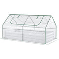 Outsunny 6' X 3' Galvanized Raised Garden Bed With Mini Pvc Greenhouse Cover, Outdoor Metal Planter Box With 2 Roll Up Windows For Growing Flowers, Fruits, Vegetables And Herbs, Light Gray Light Grey Plastic