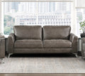 Brownish Gray Polished Microfiber Upholstery Elegant Modern Style Sofa 1Pc Solid Wood Living Room Furniture Silver Finish Metal Legs Brown Microfiber Wood Primary Living Space Modern Solid Wood 2 Seat