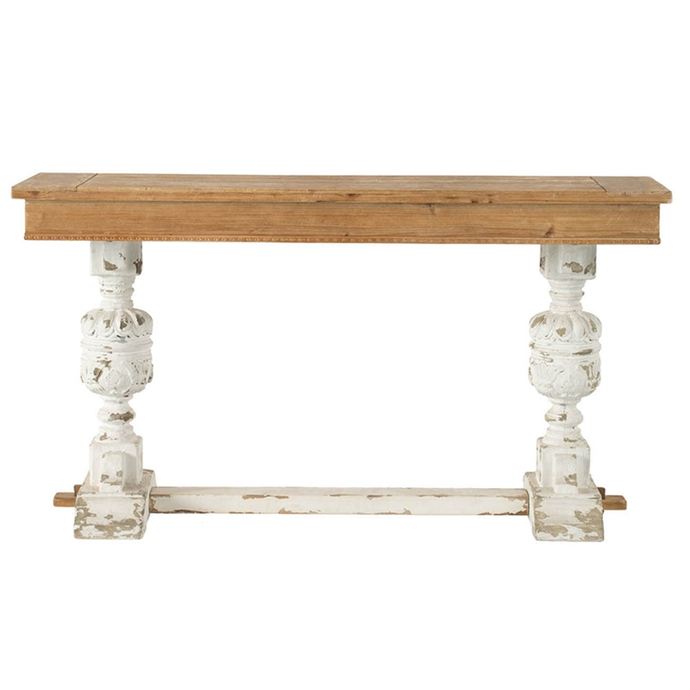 59X18X32" Alcott Buffet Table Brown Antique White Boho,European,Farmhouse,French Country,Rustic Solid Wood Mdf