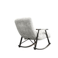 Casual Folding Rocking Chair Upholstered, Lounge Rocking Chair Adjustable High Back And Foot Rest,Side Pockets Placed In Living Room Bedroom Balcony Grey Teddy