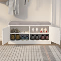 Shoe Storage Bench With 2 Door Cabinet, Entryway Bench With Shoe Storage, Shoe Bench With Cushion, Adjustable Shelves, Shoe Rack Bench For Entrance, Hallway, Bedroom, White Gray White Gray White