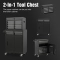 Tool Chest, 5 Drawer Rolling Tool Storage Cabinet With Detachable Top Tool Box, Liner, Universal Lockable Wheels, Adjustable Shelf, Locking Mechanism, Metal Tool Cart For Garage Workshop Black Steel