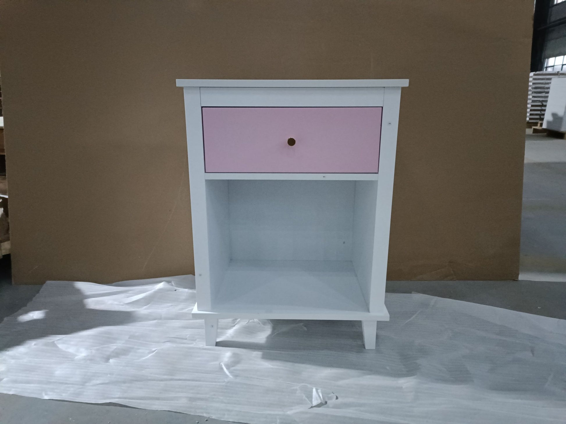 26.77''H Wooden Nightstand With One Drawer One Shelf For Kids, Adults, Pink Pink Mdf