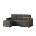 85 Inches Corduroy Sofa Bed, 3 Seater Sleeper Sofa With Storage Chaise, Square Handrail With Two Cup Holder And Usb Charge Port, Pull Out Couch For Living Room Dark Grey Corduroy 3 Seat