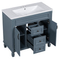 36'' Bathroom Vanity With Top Sink, Modern Bathroom Storage Cabinet With 2 Soft Closing Doors And 2 Drawers, Single Sink Bathroom Vanity Blue Mdf